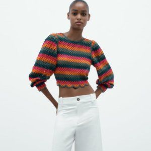 Zara stripe open knit top